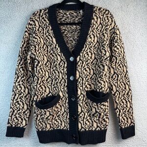 Elie Tahari Sweater Womens XS Cashmere‎ Animal Print Cardigan Formal Preppy